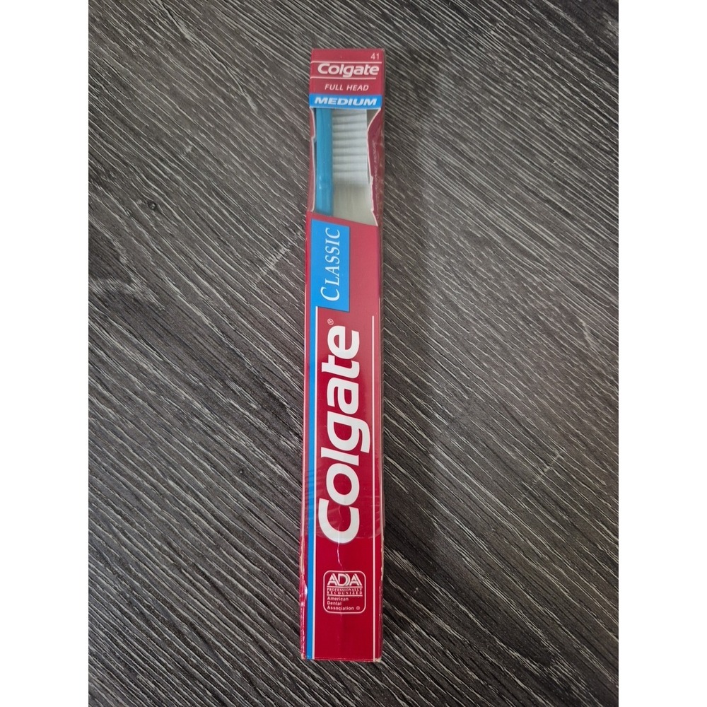 New Unopened Vintage Colgate Toothbrush Full Head Adult Hard - Blue